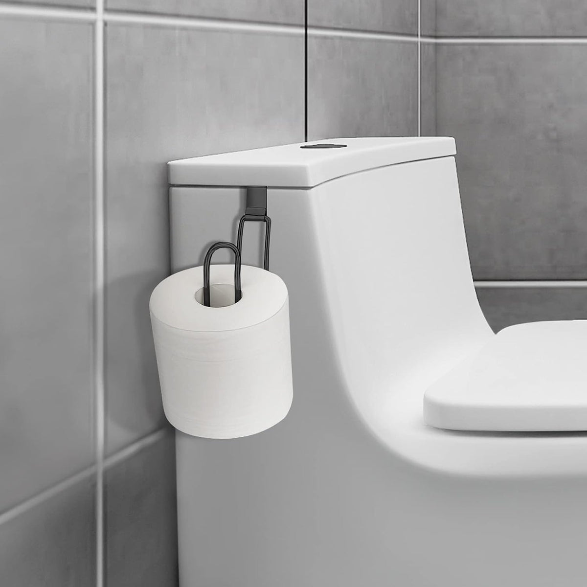 Over the Tank Toilet Paper Holder, Metal Toilet Paper Holder, Black