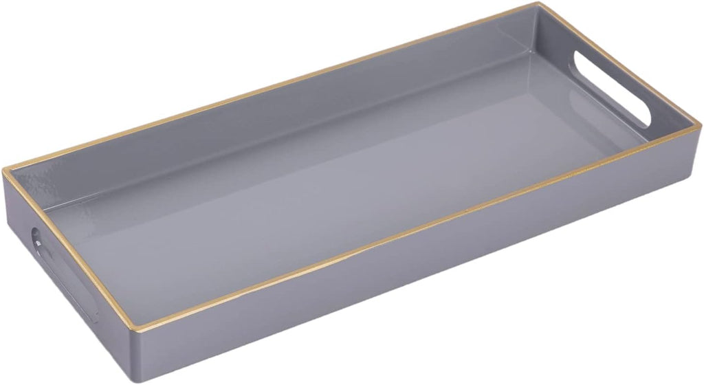 MAONAME Gray Bathroom Tray, Rectangular Toilet Tank Trays with Handles