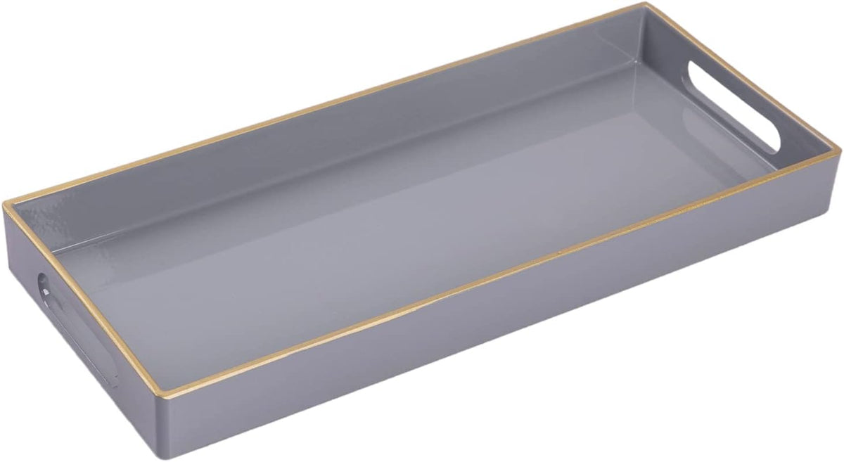 MAONAME Gray Bathroom Tray, Rectangular Toilet Tank Trays with Handles