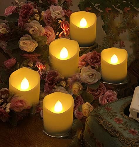 Novelty Place Flameless Flickering Votive Candles, 12 Pack Battery Operated LED Tea Lights, Fake Electric Candles for Wedding, Table, Halloween & Christmas Decorations