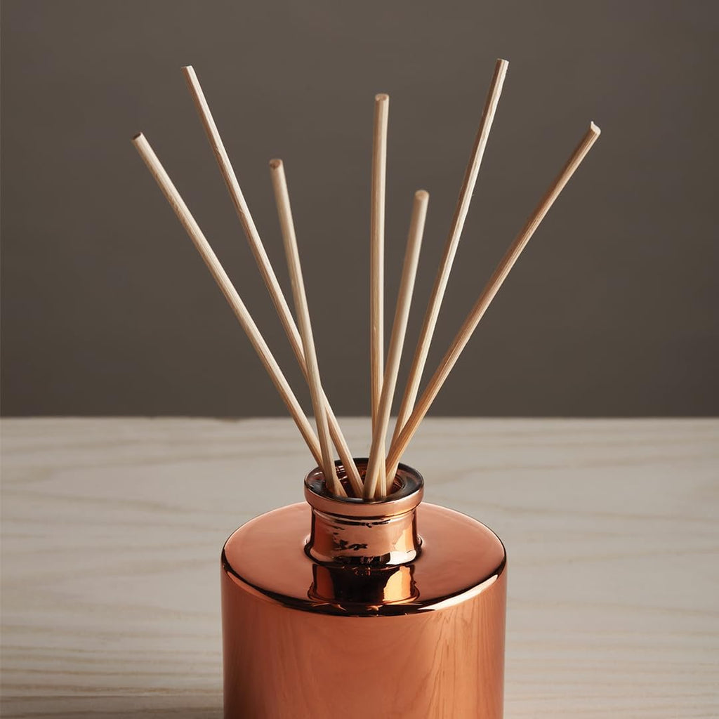 Thymes Petite Oil Reed Diffuser Set – Includes Reed Diffuser Sticks, Fragrance Oil, & Glass Bottle – Luxury Home Decor – Fall Decor – Fall Scents – Rose Gold (Simmered Cider, 4 fl oz)