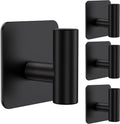 Aikzik 4 Pack Large Heavy Duty Wall Hooks - 26lb Max, Stainless Steel Adhesive Towel Hook, Shower Hooks for Hanging Towel, Coat, Robe, Wall Hook for Use in Bathroom, Kitchen and Door, Matte Black