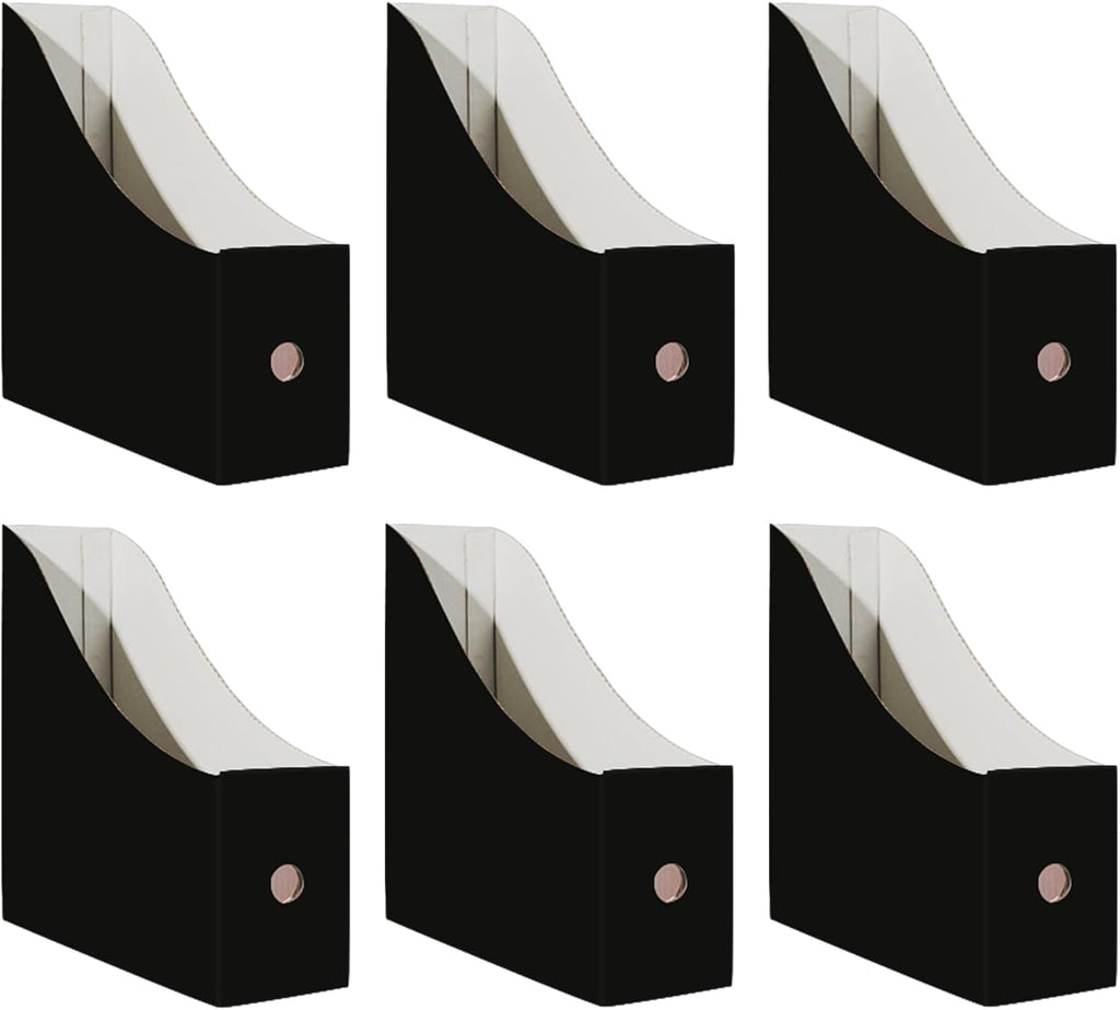 Limitliho 6 Pack Black Cardboard Magazine Holder for Desk or Shelves