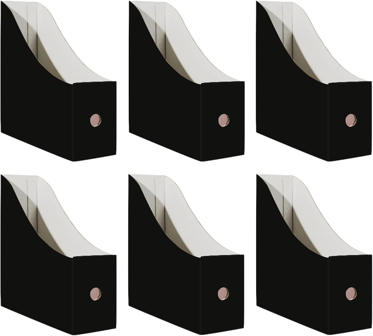 Limitliho 6 Pack Black Cardboard Magazine Holder for Desk or Shelves