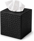 Monarch Abode Tissue Box Cover Square – Hand Hammered Black Metal Tissue Holder Box for Bathroom Accessory, Aesthetic Decorative Facial Napkin Cube for Modern Home Decor