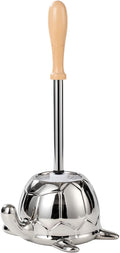 Toilet Brush and Holder Set, Ceramic Turtle Base Toilet Brush Set - 7.5” Bowl Cleaner, Toilet Scrubber Brush with Ergonomic Handle (Silver)