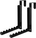 Over Door Hooks - Foldable Laundry Hangers for Clothes, Coats, Towels & Robes - 6 Groves - Behind Door - 2Pcs (Black)