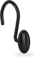 Black Shower Curtain Hooks,12Pcs Heavy Duty Rustproof Zinc