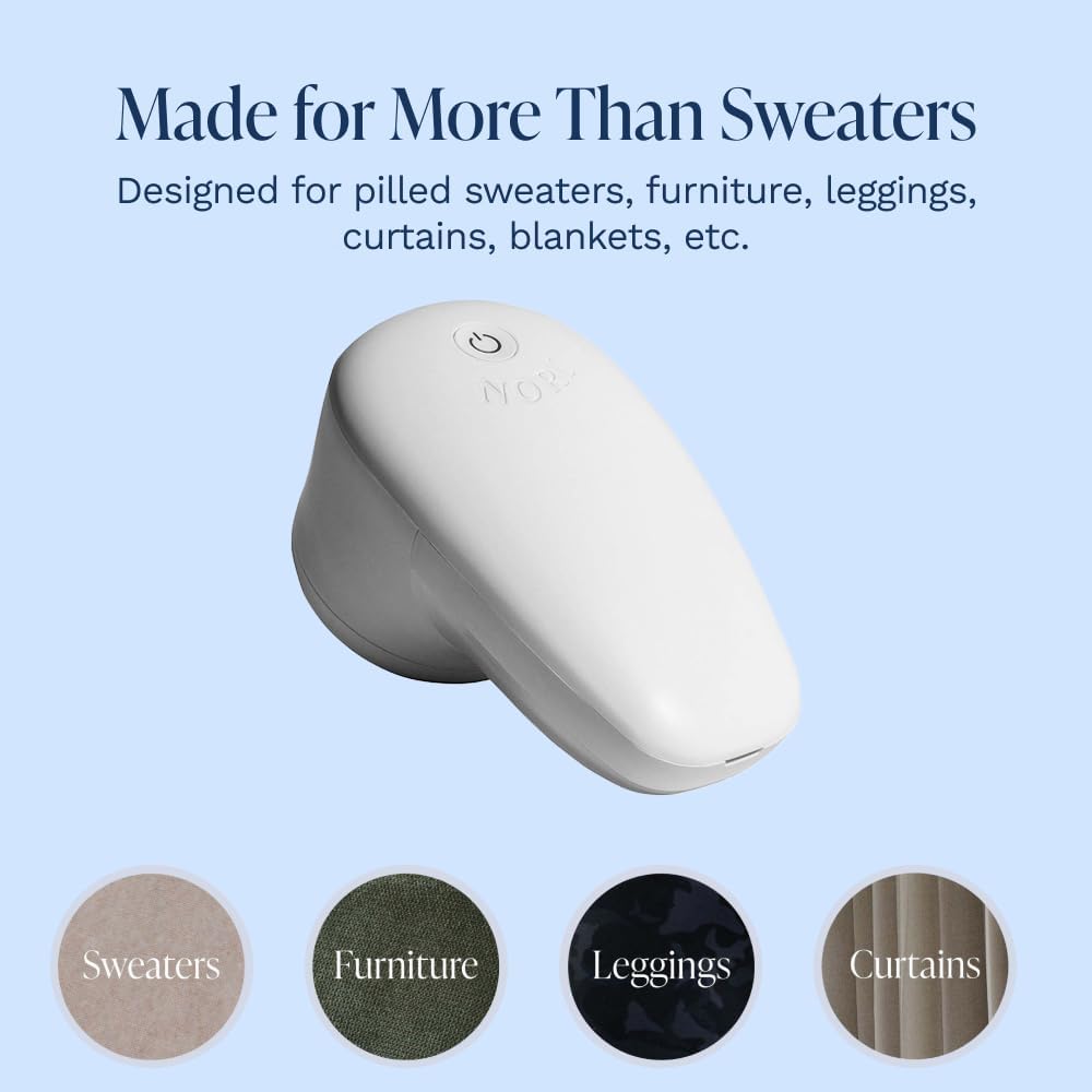 Nori Trim Fabric Shaver - Lint Remover for Clothes & Furniture - White