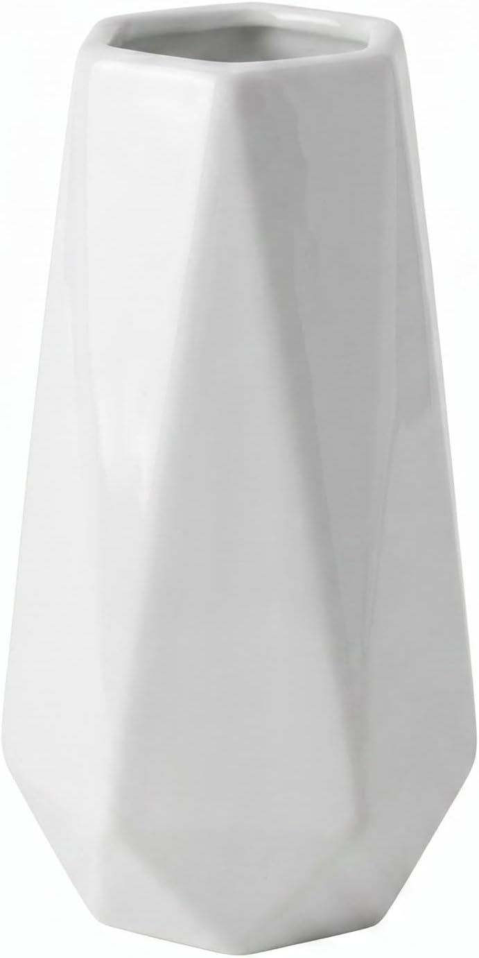 Small White Vase, 7.4 Inch Ceramic Flower Vases Minimalism Style for Modern Table Shelf Centerpiece Home Decor Fit for Housewarming, Weddings, Birthday, Thanksgiving Day, Halloween, Christmas