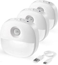 Lyridz Rechargeable Night Light, Motion Sensor Battery Nightlights, Mini Stick-on LED Closet Light, 1-20LM Dimmable Brightness for Bedroom, Kitchen, Washroom, Stairs, Hallway, 3-Pack