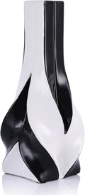 10.6" Tall Black and White Ceramic Vase – Modern Elegant Home Decor for Living Room, Table Centerpiece, Desk, Office, Perfect for Pampas Grass (Black White)
