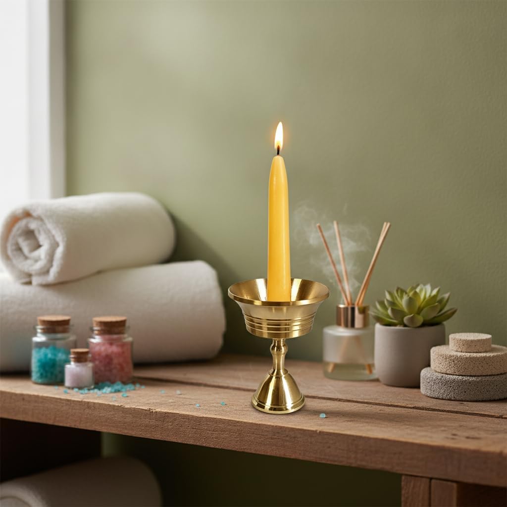 20 Min Beeswax Meditation Candles – 50 Pack, Includes Mini Candle Holder & 12 Wax Dots, Slow Burn, Natural Unscented, Yoga Prayer Mindfulness & Relaxation