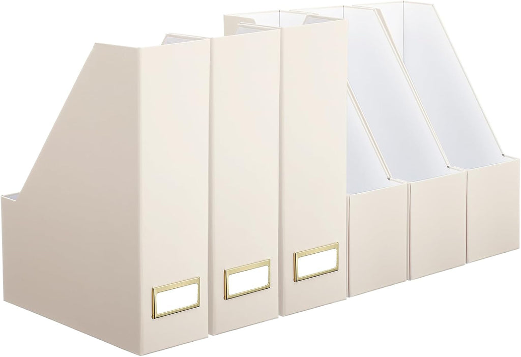 Feifeiya Magazine Holder Set of 6 Cardboard File Holder Desk, Beige