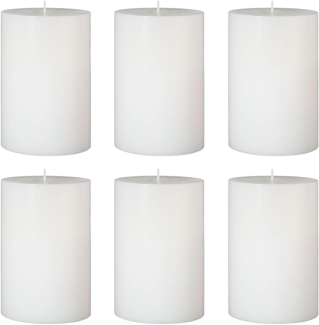 6 Packs Dripless White Pillar Candles, Unscented 2.75x4 Inch Cylinder Wax Candles for Home Table Holiday Party Spa Decor Emergency