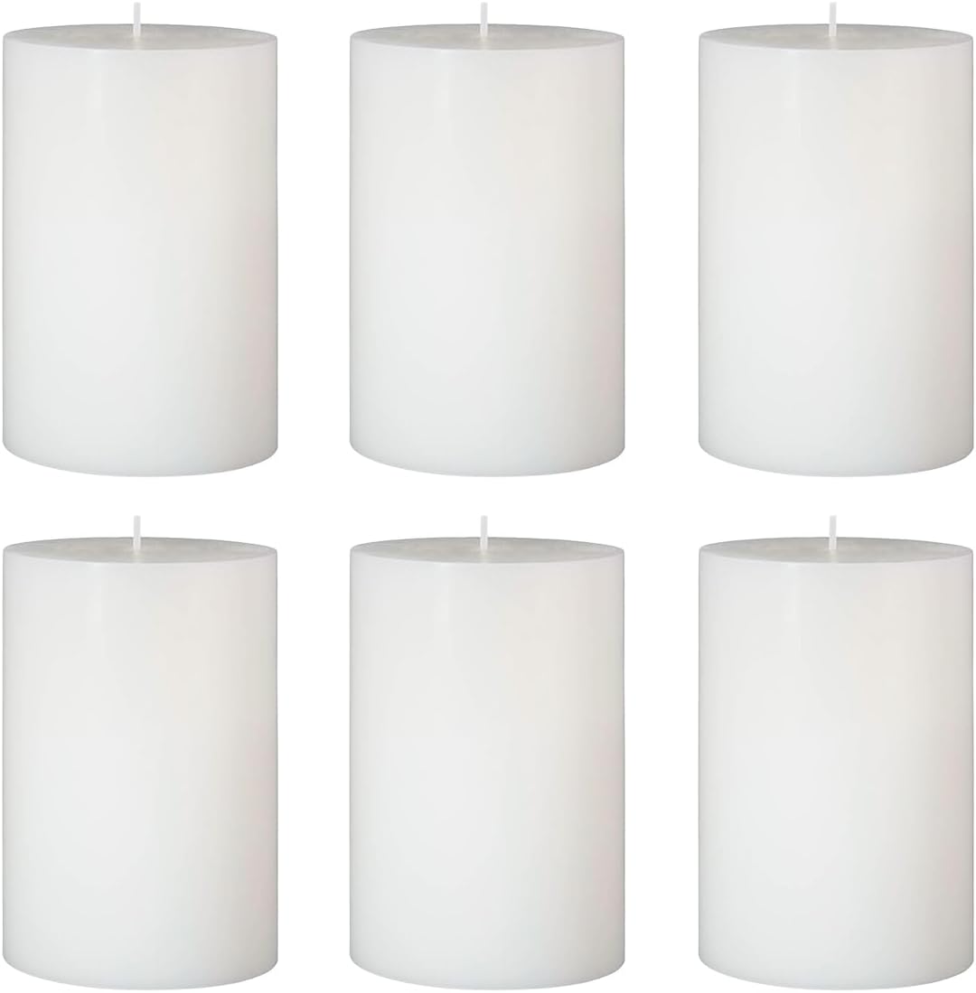 6 Packs Dripless White Pillar Candles, Unscented 2.75x4 Inch Cylinder Wax Candles for Home Table Holiday Party Spa Decor Emergency