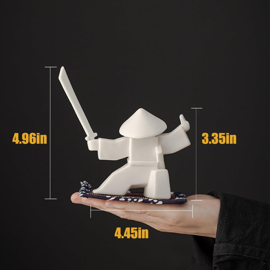EAEMDY Samurai Figure Figurine Japanese Warrior Statue Decor for Table Room, Incense Holder for Stick Burner Incense Stick Holder, Kongfu Tea Pet Decoration (3. White A+B+C)