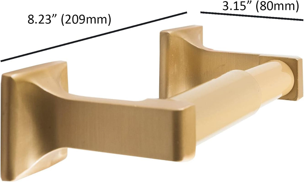 SENTO Gold Toilet Paper Holder Wall Mount, Double Post Tissue Toilet Paper Holder, Easy Installation, Heavy Duty Metal, Satin Brass