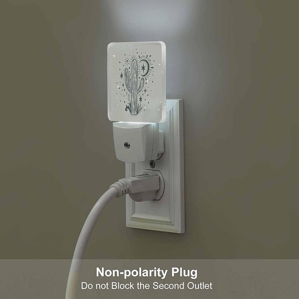 LED Night Light,Wild Cactus Desert Arizona Vintage LED Night Light Plug into Wall with Dusk to Dawn Light Sensor White Energy Efficient Nightlight for Bedroom Bathroom Hallway Living Room Kitchen