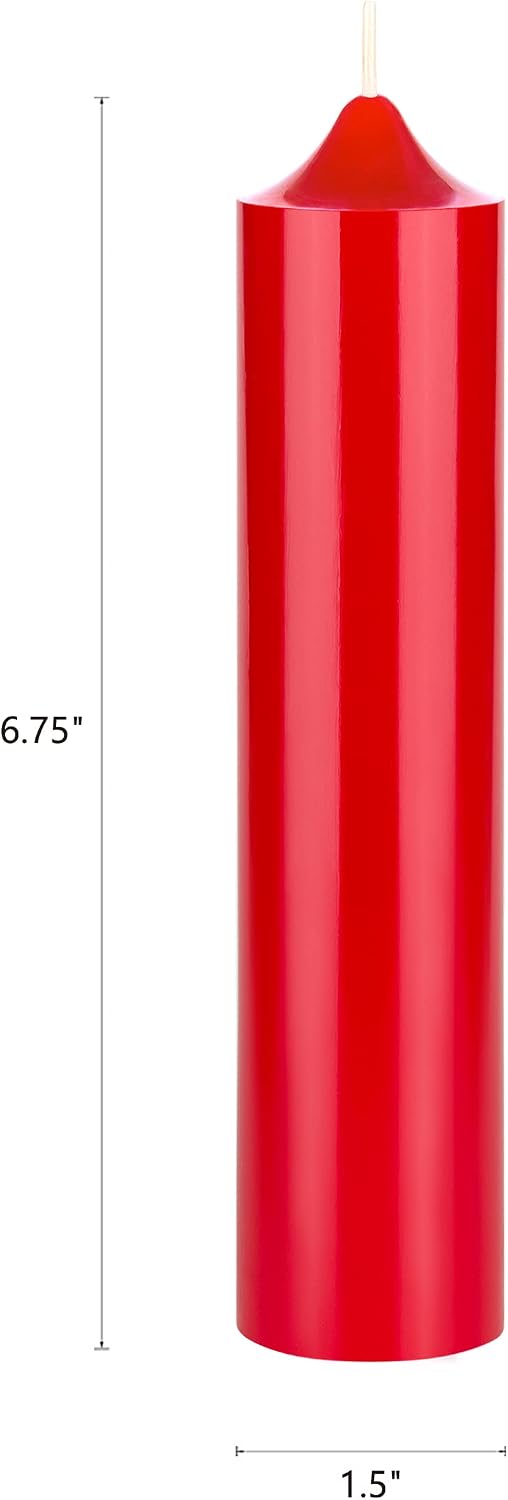 Mega Candles 1 pc Unscented Romantic Red Taper Candles, Hand Poured Wax Candle 6.75 Inch x 1.5 Inch, Sensual Wax Role Play, SM Bondage, Couples, Home Décor, Wedding Receptions, Festivities