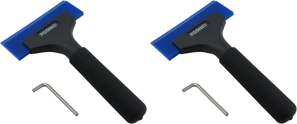 FOSHIO 2 Pack Rubber Water Blade Shower Squeegee Scraper Mirror Glass Wiper Window Cleaner with 7" Long Non-Slip Handle for Bathroom Window Tinting