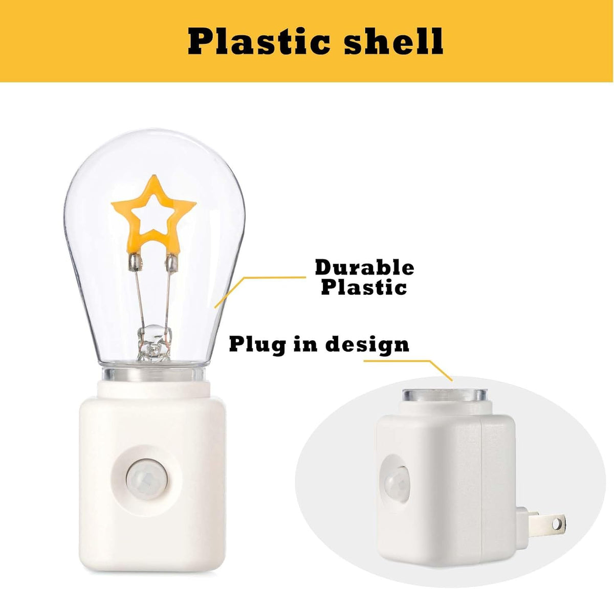 Night Light,Led Night Lights Plug in, Motion Activated Nightlights Bulb Plug into Wall, Warm White, Dusk to Dawn Sensor, Adjustable Brightness 10-100LM, for Bedroom