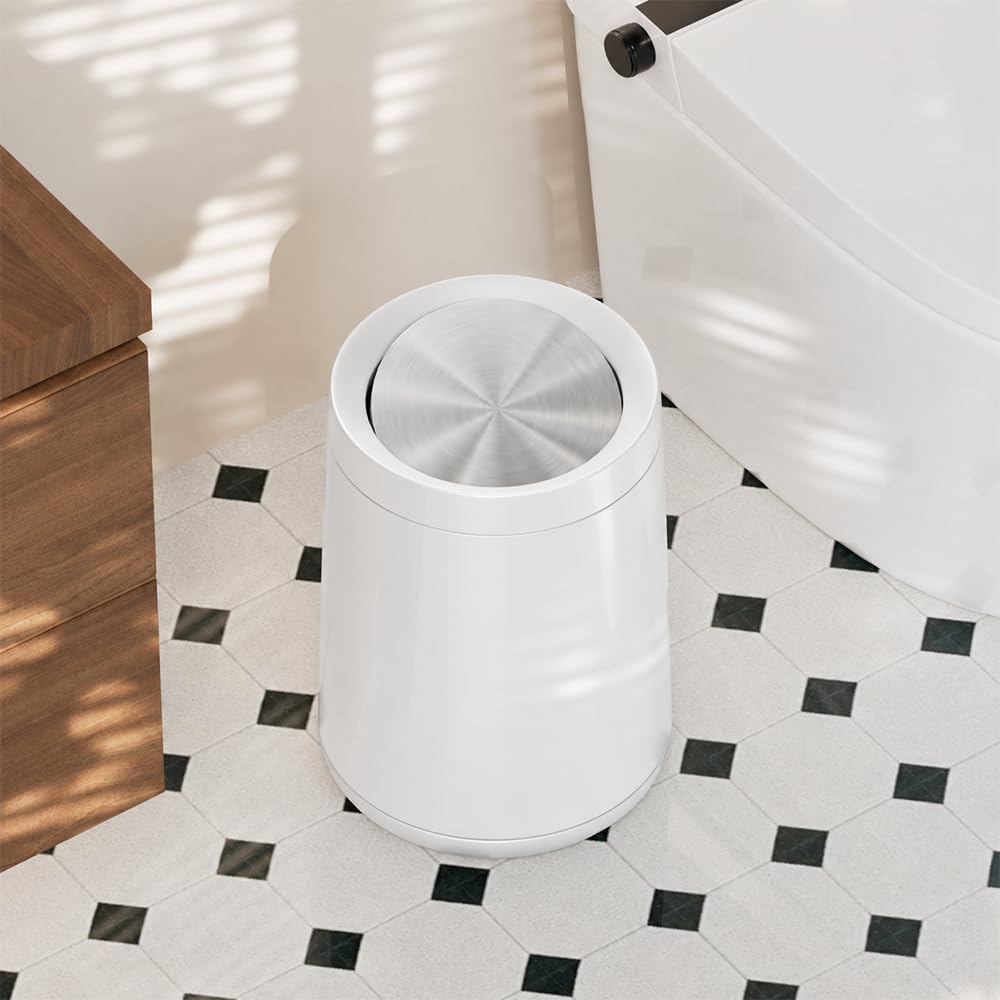 10L/2.6Gal Bathroom Trash Can,Swing Lid Trash Can