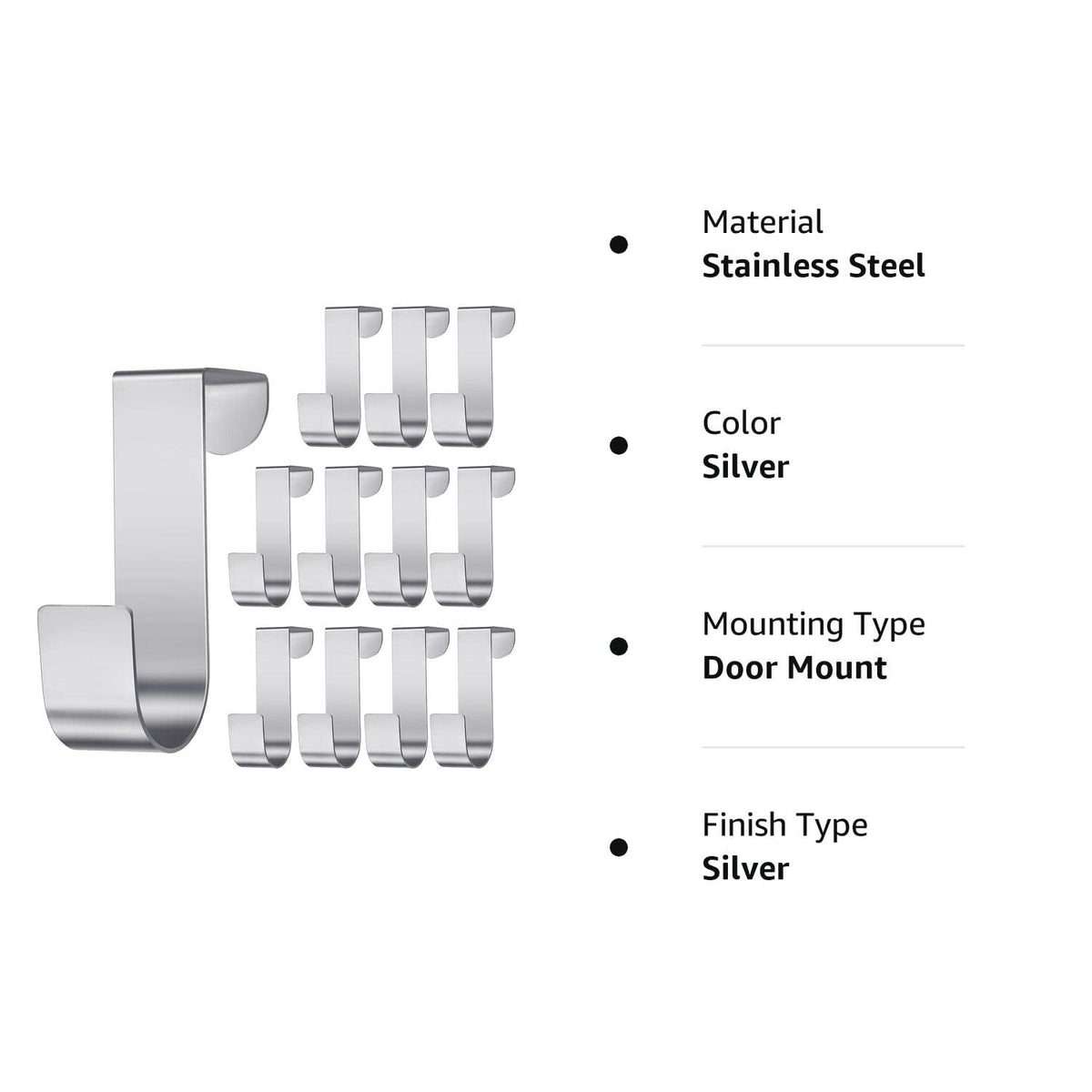 Hotop 12 Pcs Over Door Hooks for Hanging Metal Z Shaped 1 Inch, Silver