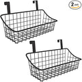 Wire Storage Basket No Drilling Wall Hanging Baskets with Adhesive for Kitchen, Bathroom, Bedroom Storage 2 Pack Black