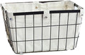 Handmade -Open Storage Bread Food Basket,Kitchen Cabinet and Pantry Storage Organizer Bin & Containers- Two Cut-Out Handles Wire Metal with Canvas Lining 13x10x7.5 Inches Black