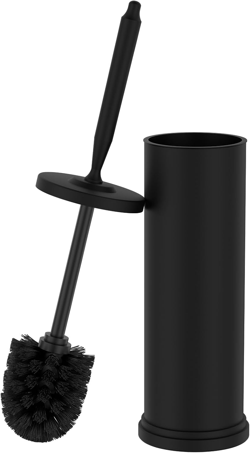 Stainless Steel Toilet Bowl Brush and Holder Set Scrubber Black