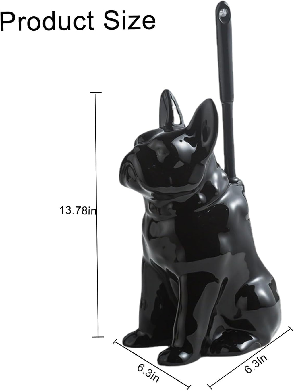 Comeon Ceramic Dog Black Toilet Brush and Holder Set with Plastic Handled