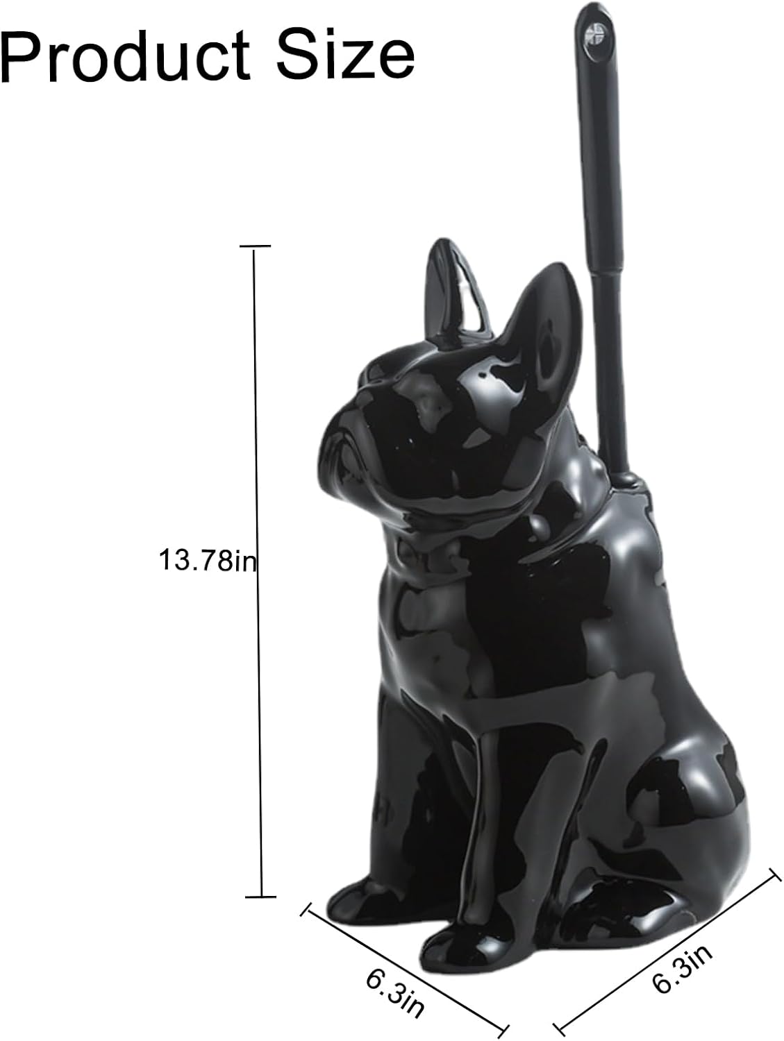 Comeon Ceramic Dog Black Toilet Brush and Holder Set with Plastic Handled