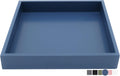 10"x10" Small Square Wood Decorative Tray for Office, Ottoman, Bathroom, Entry, Remote Controls, Countertop Organizer, Candle Tray - Twilight Blue