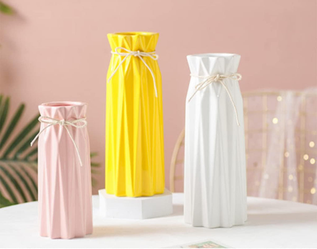 Disoza Ceramic Flower Vase Modern Home Decor Vases for Centerpieces Pink Minimalist Farmhouse 9.5" H x 3.9" W Cute Decorative Vases Flowers Tulip Pampas Grass Vase for Table Bathroom Shelf