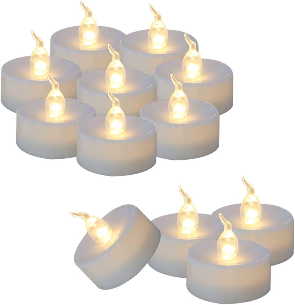 24 Tea Lights Led Flickering with Timer Function (6 hrs on, 18 hrs off), Christmas Mini Flameless Candles Tealights Battery Operated Flickering Warm White for Wedding Party Thanksgiving Decoration