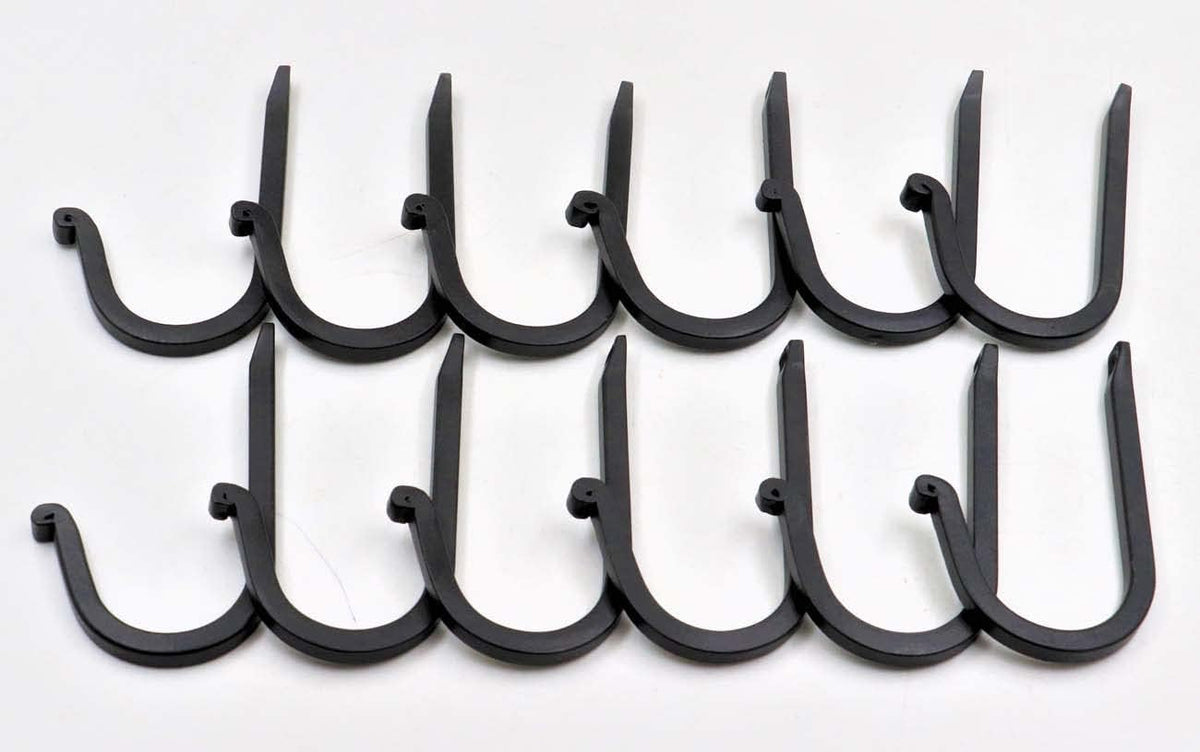 THDC Single Prong Wrought Iron Hooks, Vintage Hand Forged Iron Curved Metal Fasteners – Decorative Colonial Wall Décor, Heavy Duty Wall Hooks, Hangers for Keys, Coats, Robe, Bags, Home, Kitchen (12)
