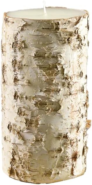 Serene Spaces Living Birch Bark Candle – Pillar Style Candle Brings Nature Indoors, Ideal for Weddings, Parties, Events, Restaurants, Home Decor, 4" in Diameter & 8" Tall