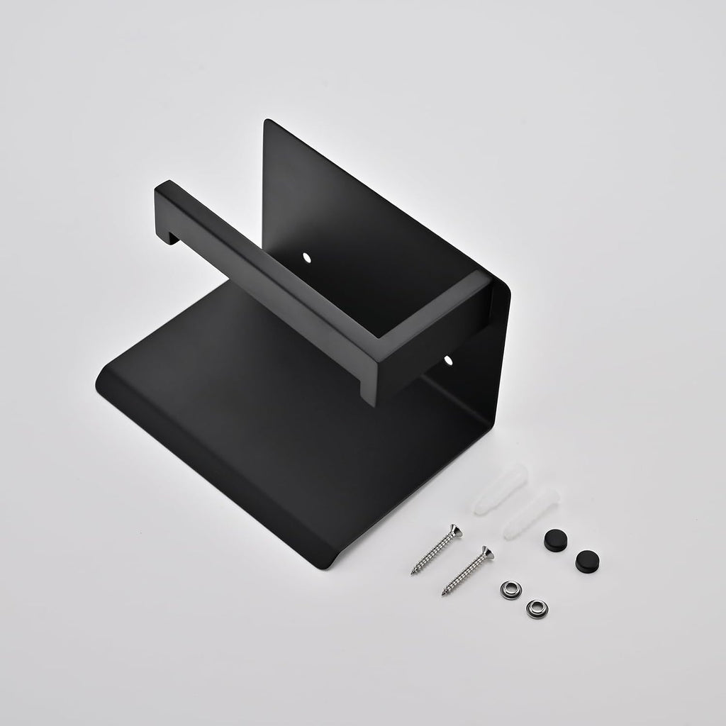 Toilet Paper Holder with Phone Shelf, Matte Black