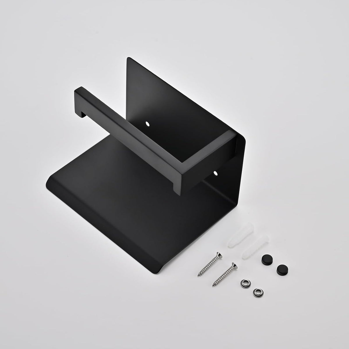 Toilet Paper Holder with Phone Shelf, Matte Black