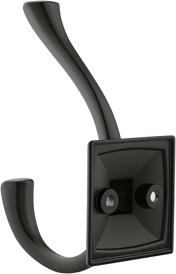 HARPOON 5 Pack 4.3" Double Prong Wall Hooks Matte Black Coat Towel Hooks