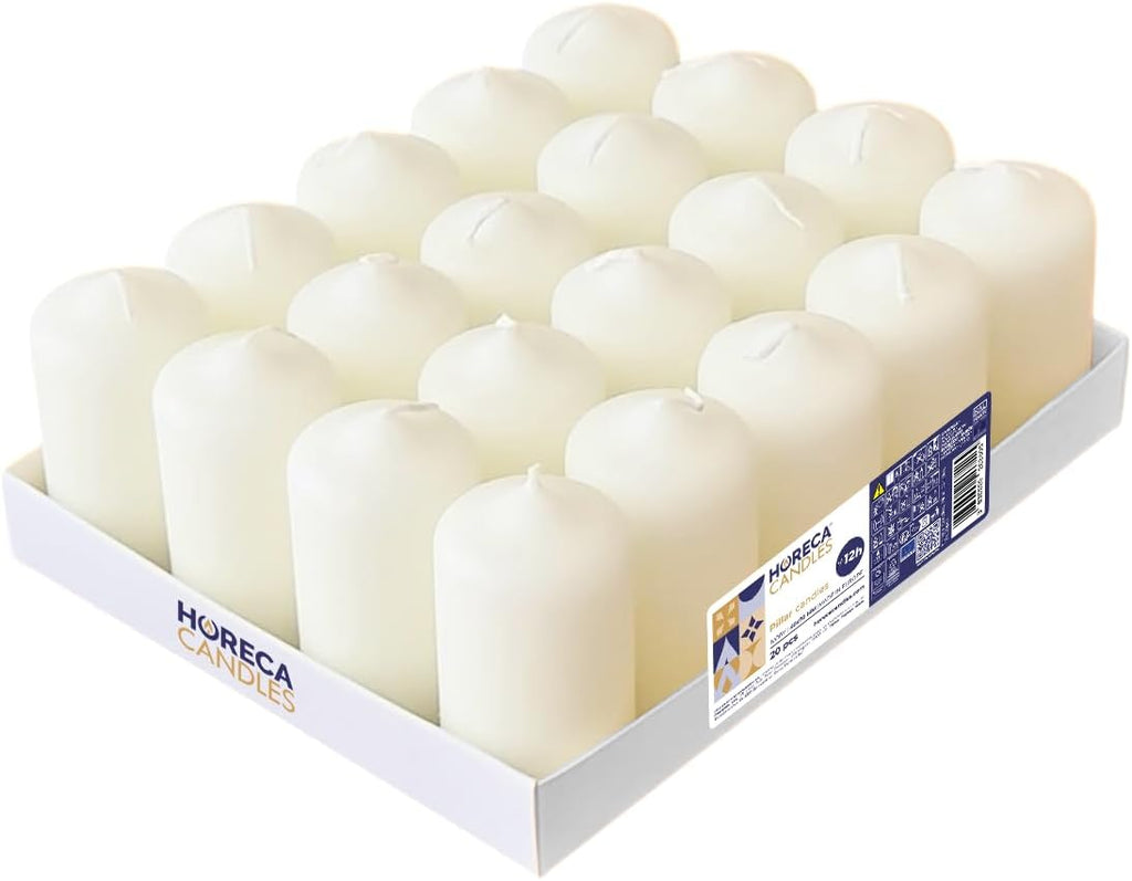 Pillar Candles Set of 20, Ivory Unscented, 1.57 x 2.76 in