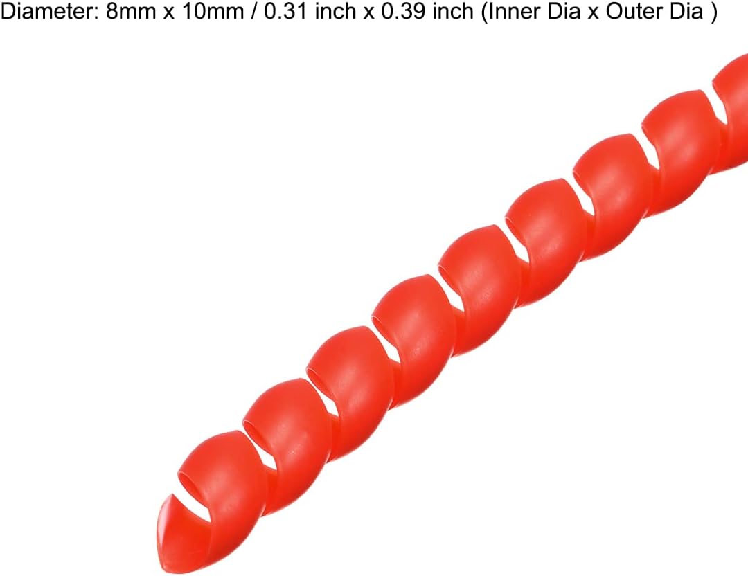 uxcell Flexible Spiral Tube Wrap Cable Management Sleeve 8mm X 10mm Computer Wire Manage Cord 2 Meters Length Red