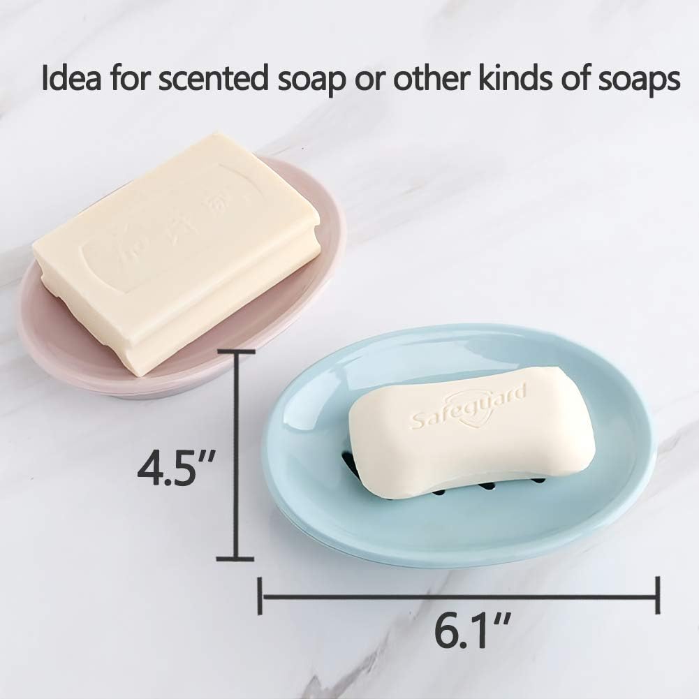 WYOK 2-Pack Soap Dish Plastic Soap Holder with Drainage for Shower (Khaki)