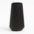 vensovo 8 Inch Glossy Black Ceramic Vase, Ribbed Narrow Neck Flower Vase
