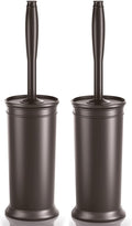 Toilet Brush and Holder 2 Pack, Toilet Bowl Brush with Extra Long Handle, Toilet Scrubber and Covered Holder, Toilet Brushes for Bathroom-Space Saving, Covered Brush, Durable, Deep Cleaning(Bronze)