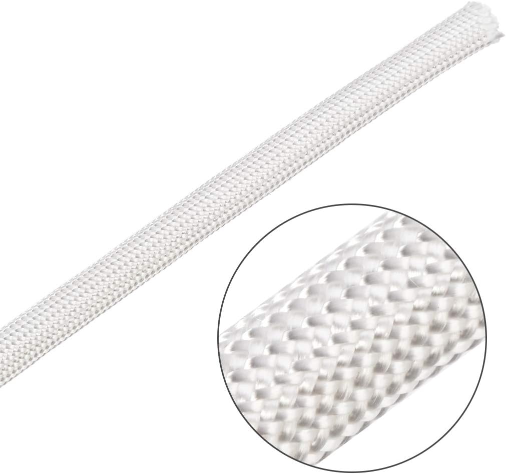 uxcell Insulation Braid Sleeving, 9.8Ft-6mm High TEMP Fiberglass Sleeve White