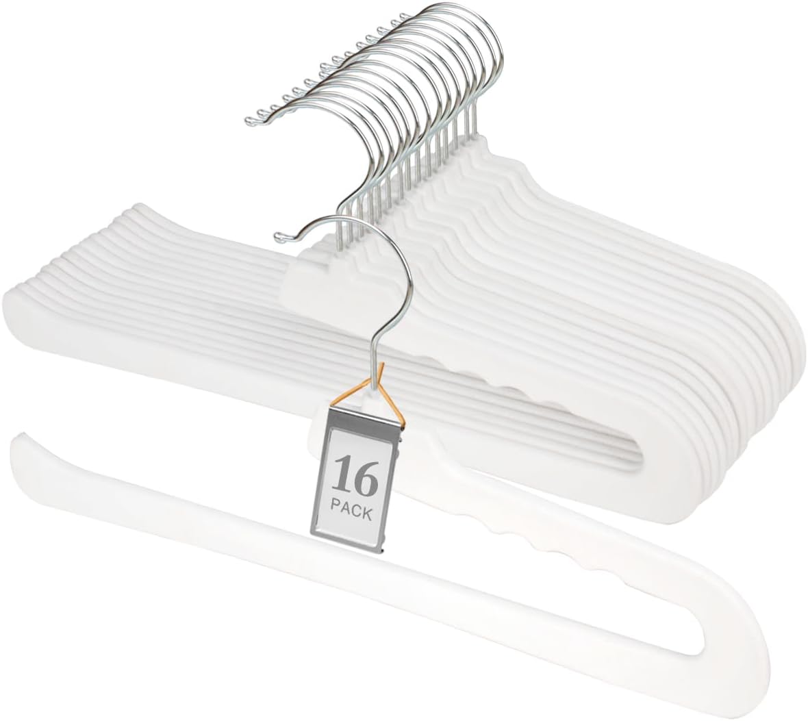 Velvet Pant Hangers Open End,16 Pack Non Slip White Felt Trouser Hangers