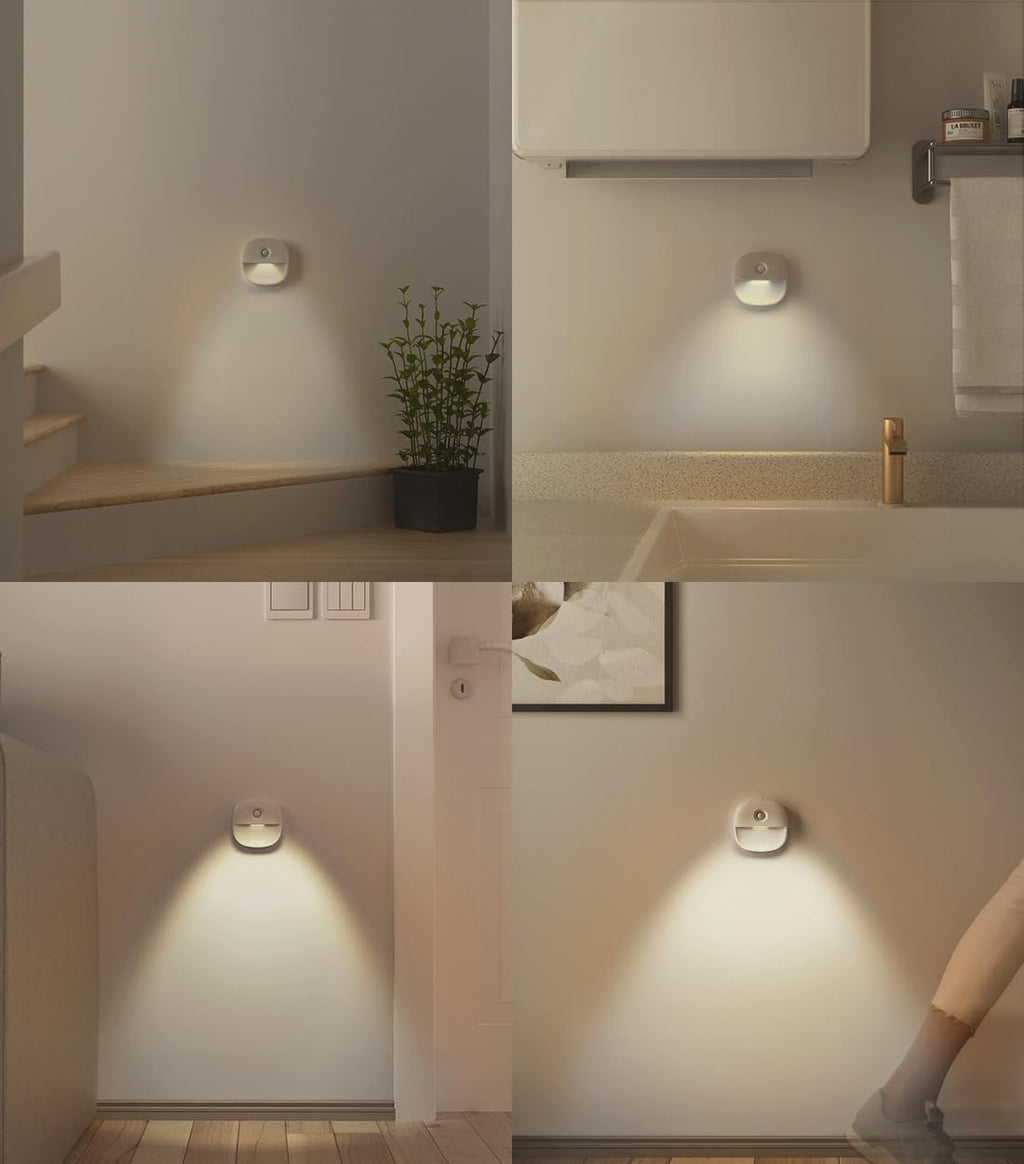 Lyridz Rechargeable Night Light, Motion Sensor Battery Nightlights, Mini Stick-on LED Closet Light, 1-20LM Dimmable Brightness for Bedroom, Kitchen, Washroom, Stairs, Hallway, 3-Pack