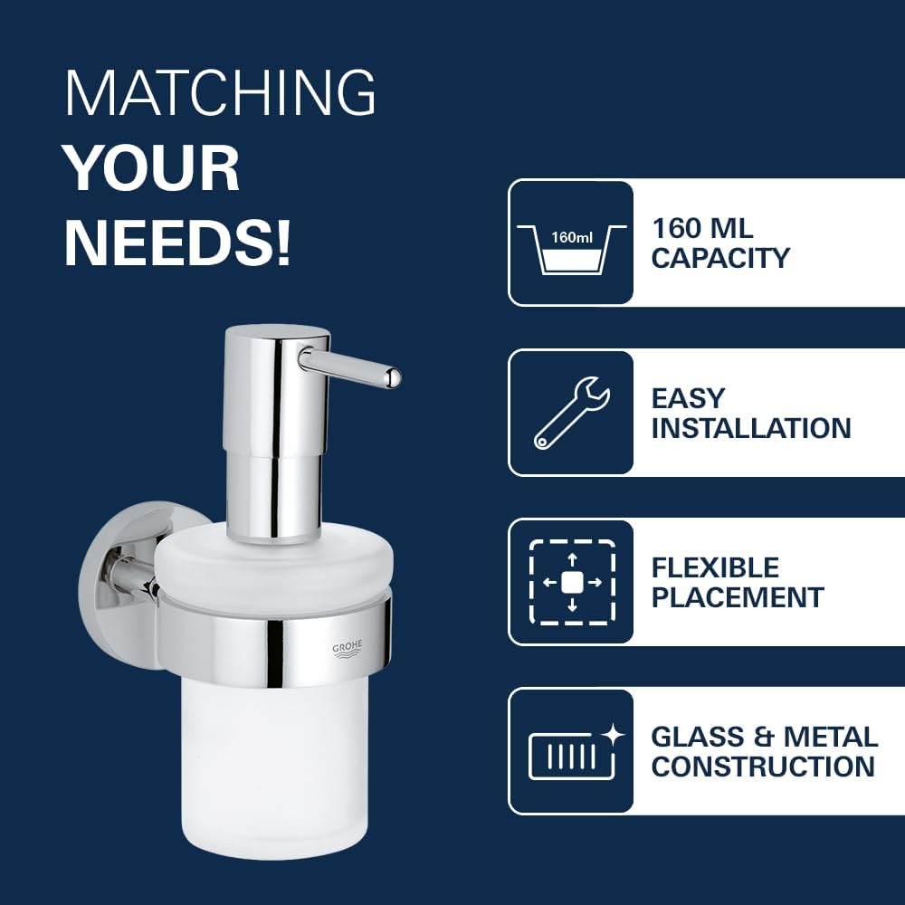 Grohe 40448001 Essentials Soap Dispenser With Holder, StarLight Chrome